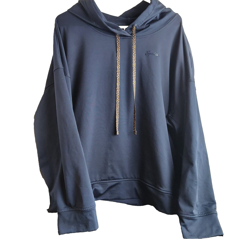Spalding Women’s Hoodie Sweatshirt 3XL Plus Navy Blue Blazer Drawstrings Pocket